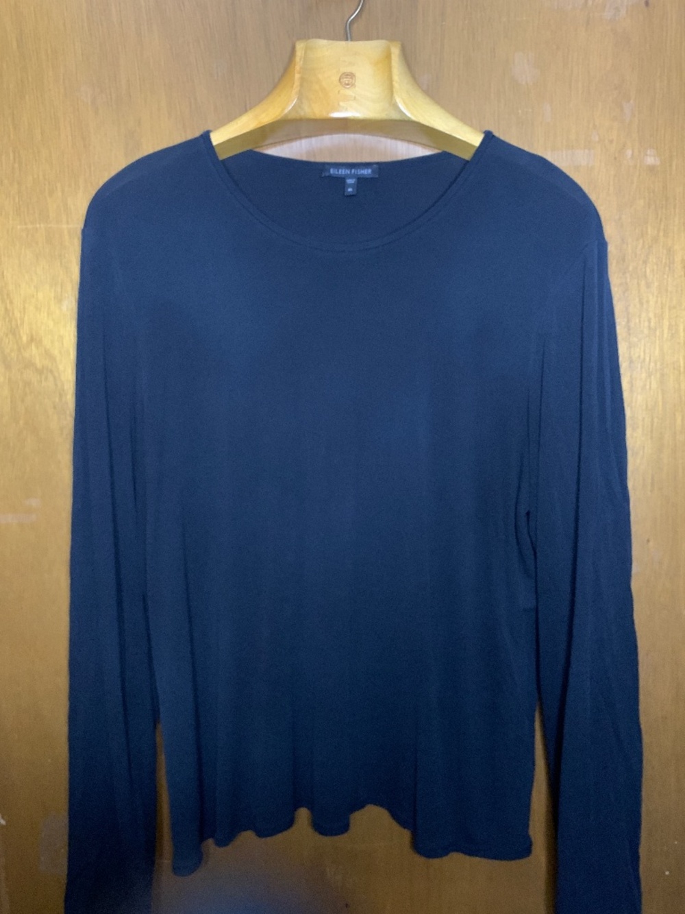 Eileen Fisher Silk black crew neck, long sleeves